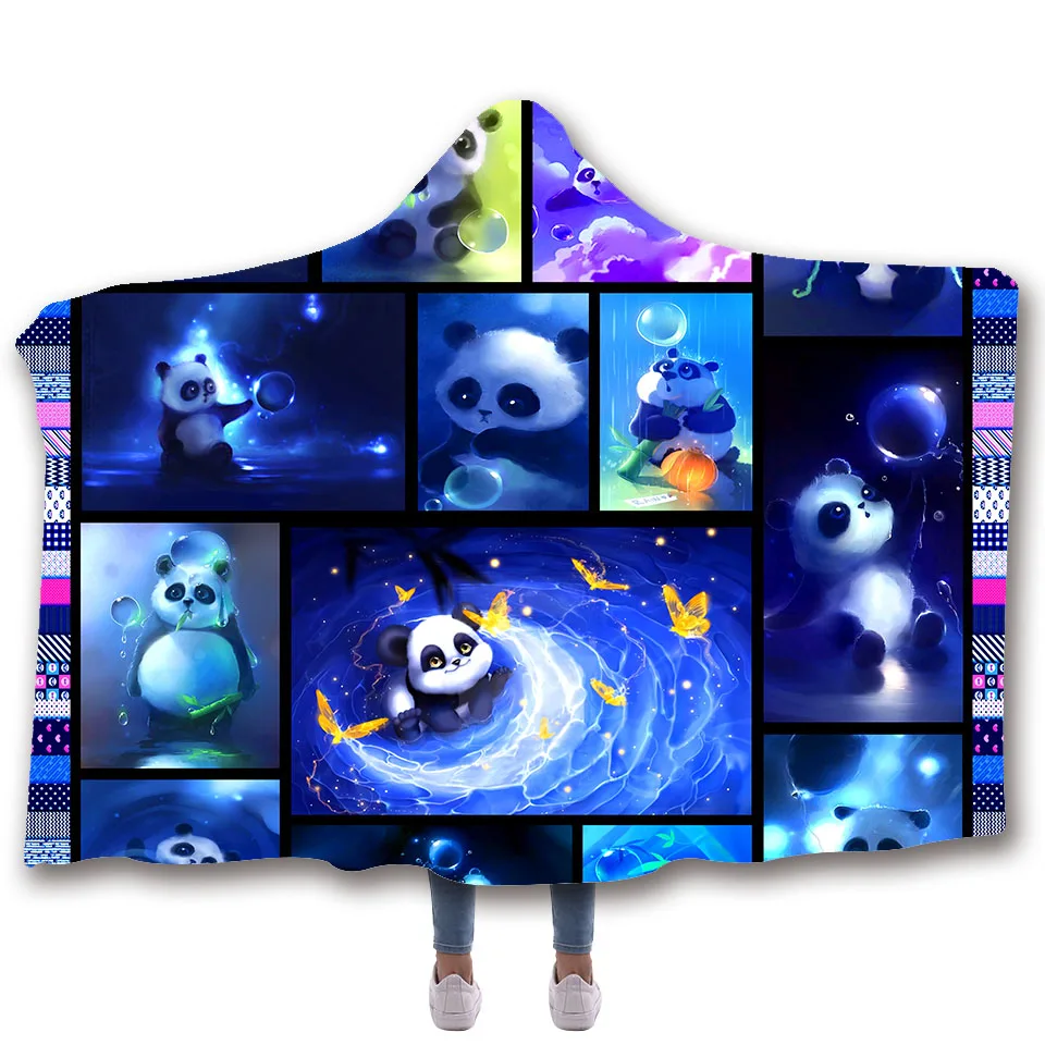 

SOFTBATFY Panda Penguin Hooded Blanket Fleece Throw Blanket Dropshipping