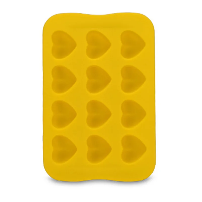 Форма для торта Звезда квадратная Желейная форма кухонные аксессуары 12 сетка круглая форма для шоколада кубик льда сердце креативный силикон 1 шт - Цвет: Heart Yellow