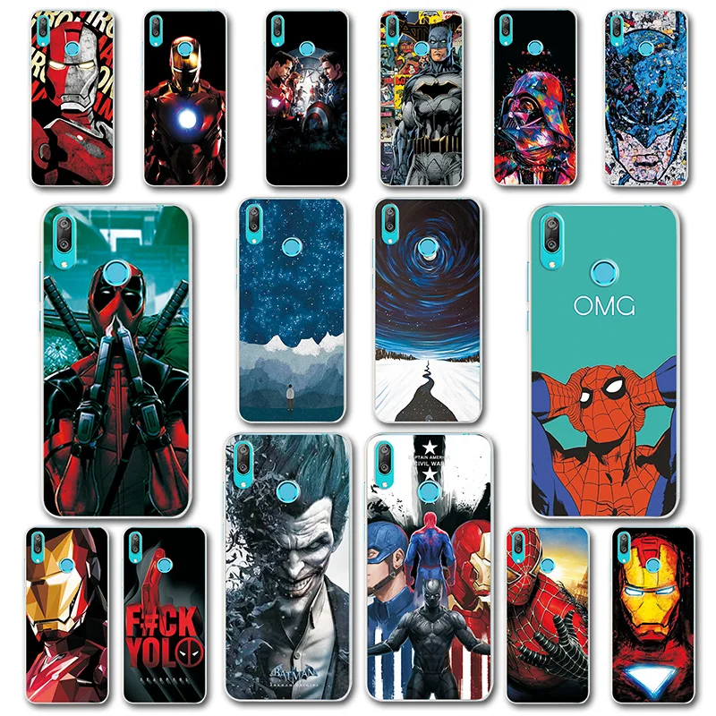 Phone Case For Huawei Y7 2019 6.26'' Cover Silicone Novelty Captain America Spiderman Capa Fundas |