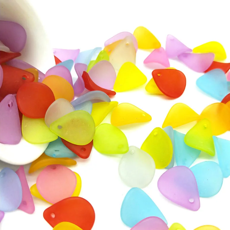 

100Pcs/Lot 12.5*16.5mm Cheap Flower Acrylic Beads Candy Color Acrylic Spacer Beads Matte Hairpin Jewelry Accessoires Wholesale