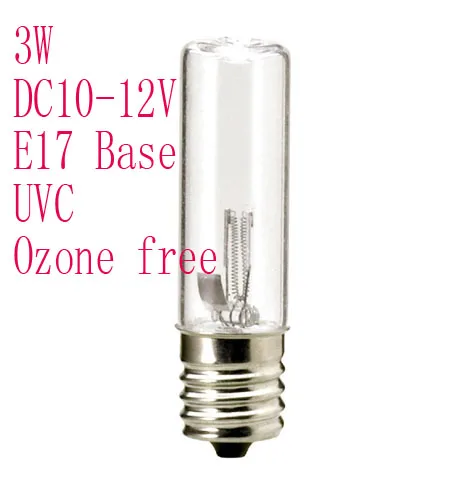 Набор из 4 шт. E17 3w УФ бактерицидные лампы светильник лампочка DC10v~ 12v УФС-стерилизатор стерилизации против клещей светильник s для дезинфекции заменить лампы - Мощность в ваттах: E17 3w bulb x4