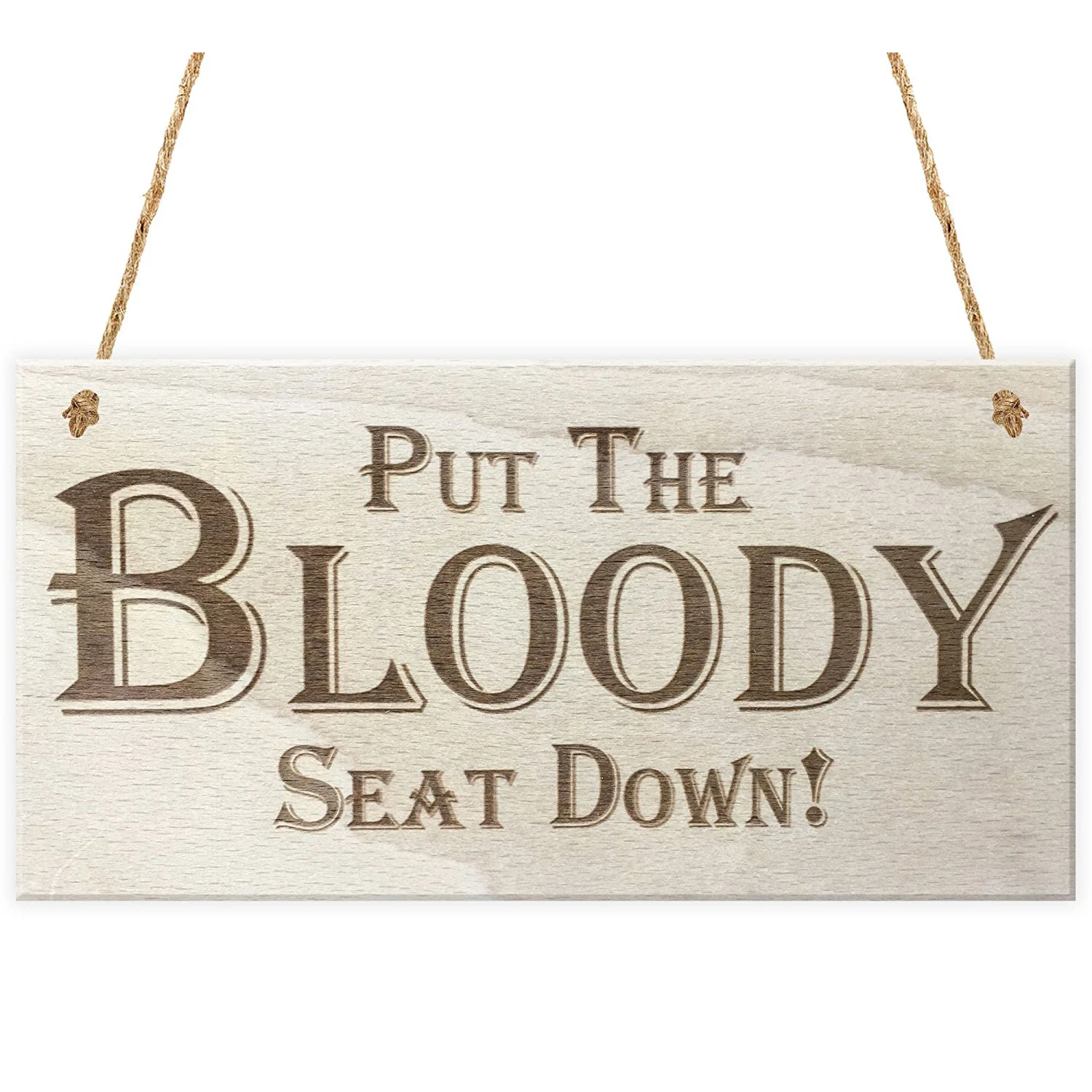 Put The Bloody Seat Down Novelty Wooden Hanging Plaque Gift Funny Bathroom Toilet Sign