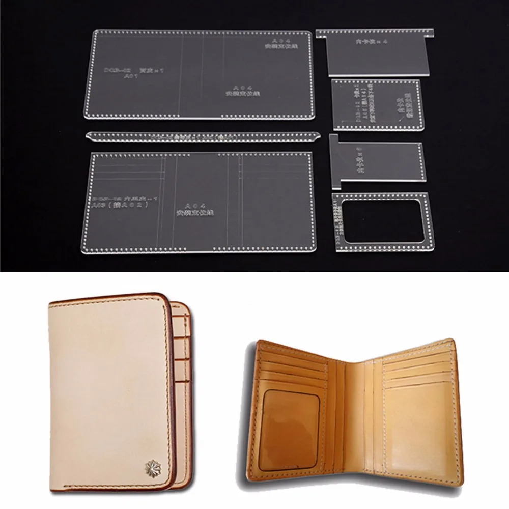 Leather Craft Acrylic Short Wallet Pattern Stencil Template Tool DIY Set