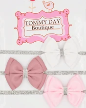 22 color new Baby hair bow flower Headband Silver ribbon Hair Band Handmade DIY hair accessories for children newborn toddler