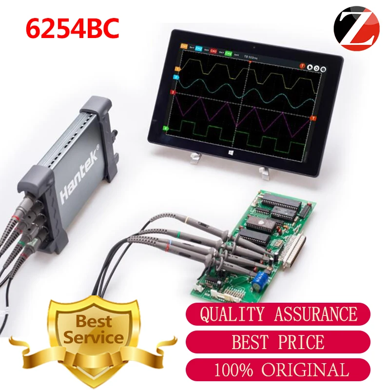 

Hantek 6254BC 4 CH 250MHz 1GSa/s real-time sampling rate 6254BC USB2.0 Interface Hantek 6254BC Hantek PC USB Oscilloscope
