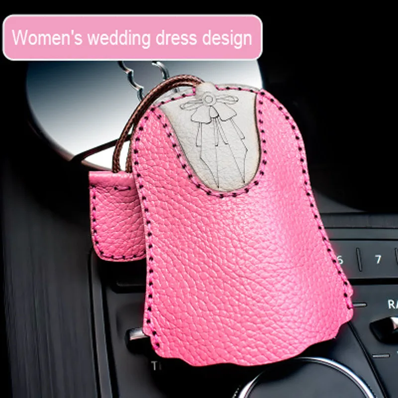 

Lady Genuine Leather Key Wallet Bag Creative Clothing Shape Car Key Case Automobile Key Organizer Cover For General Car Alarm