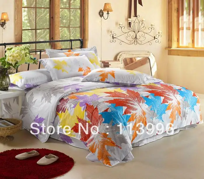 maple leaves autumn story bedding set queen size comforter