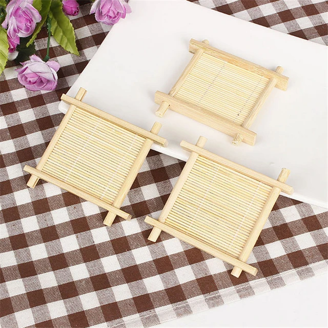 Arshen Mini Handmade Bamboo Cup Mat Kung Fu Tea Accessories Table Placemats Coaster Coffee Cups Drinks Kitchen Product Mug Pads 2