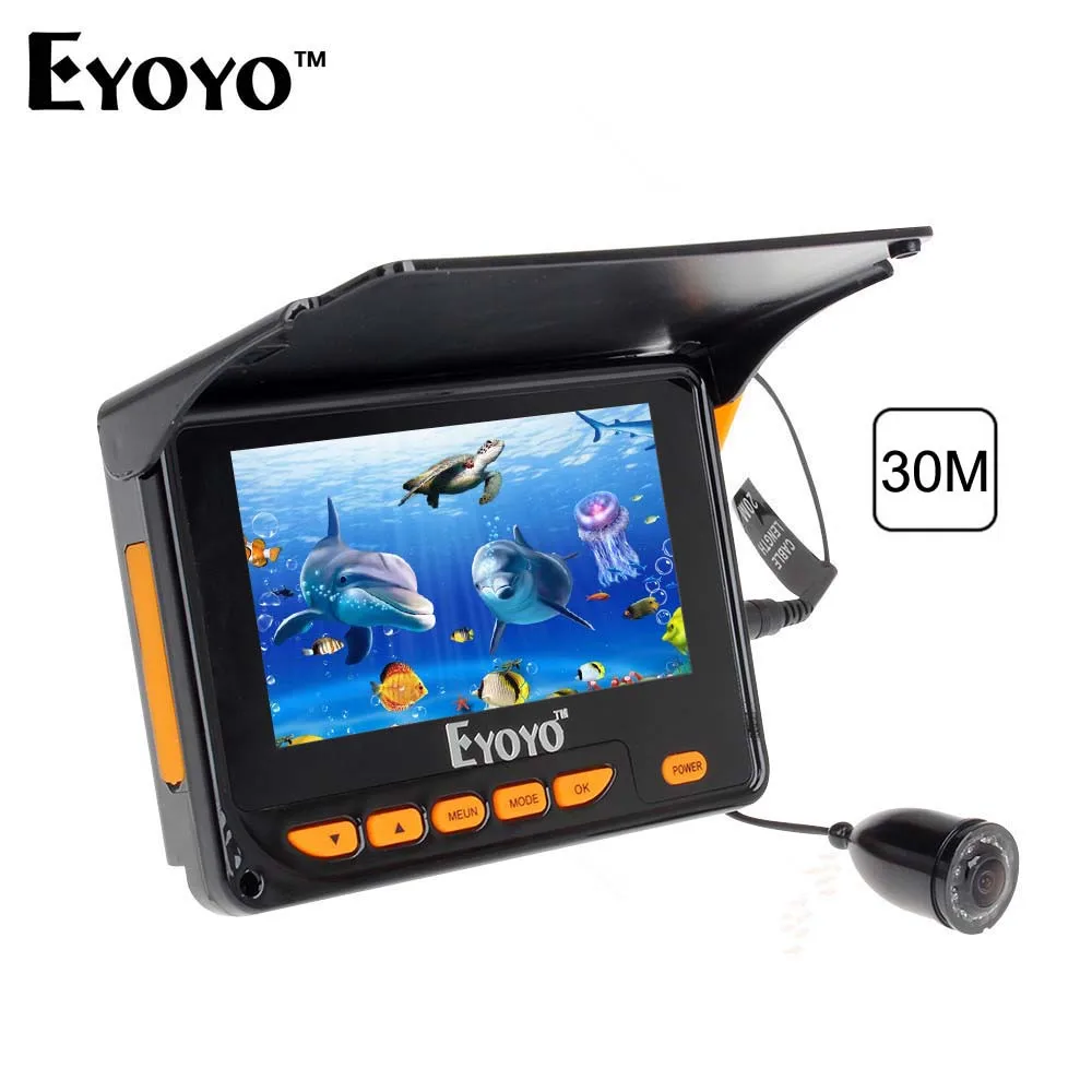 Eyoyo 30М Рыбоискатель Подводная видеокамера для рыбалки Эхолот с ЖК-дисплеем IR LED 10шт. Солнцезащитный козырек 150 Градусов