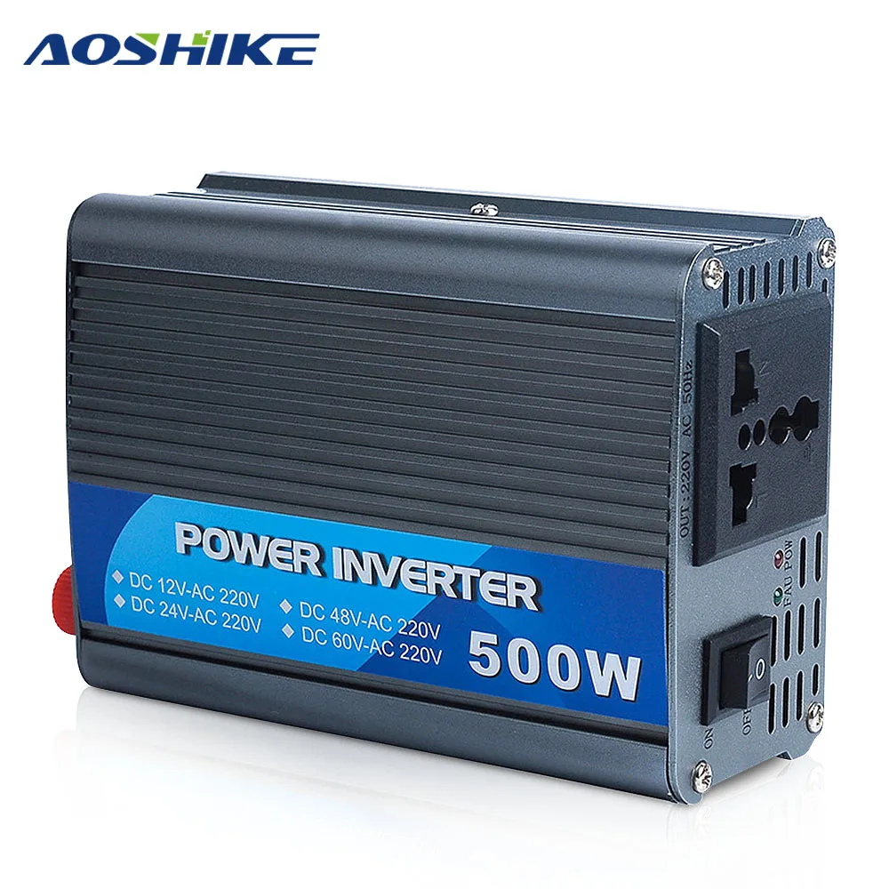 

AOSHIKE 500W Car Inverter DC 12V 24V To AC 220V inversor Auto Power Converter voltage transformer Car Charger