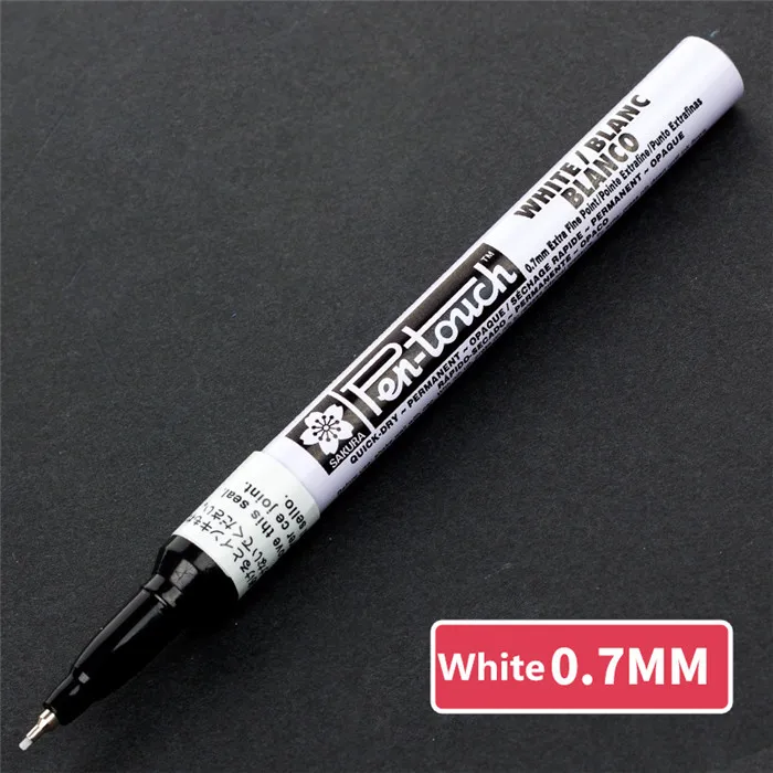 Сакура маркер с перманентной краской 0,7 мм/1 мм/2 мм водостойкие маркеры для шин CD стекло золото серебро белый масляная ручка краски канцелярские принадлежности - Цвет: White 0.7mm