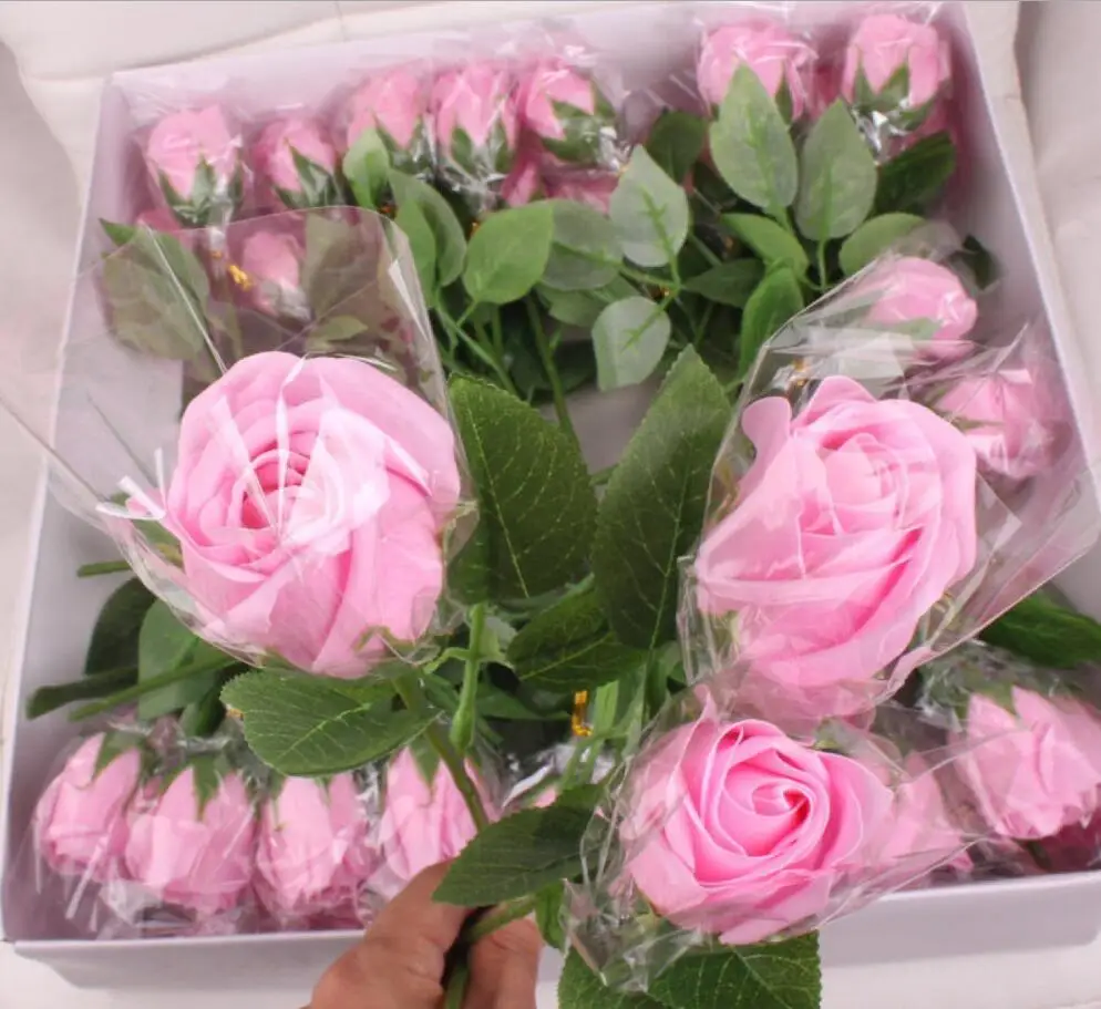 K15323 моделирование искусственное многослойное мыло букет розы Цветочная композиция Свадебные Декоративные ароматные День Святого Валентина подарок на день рождения - Цвет: pink