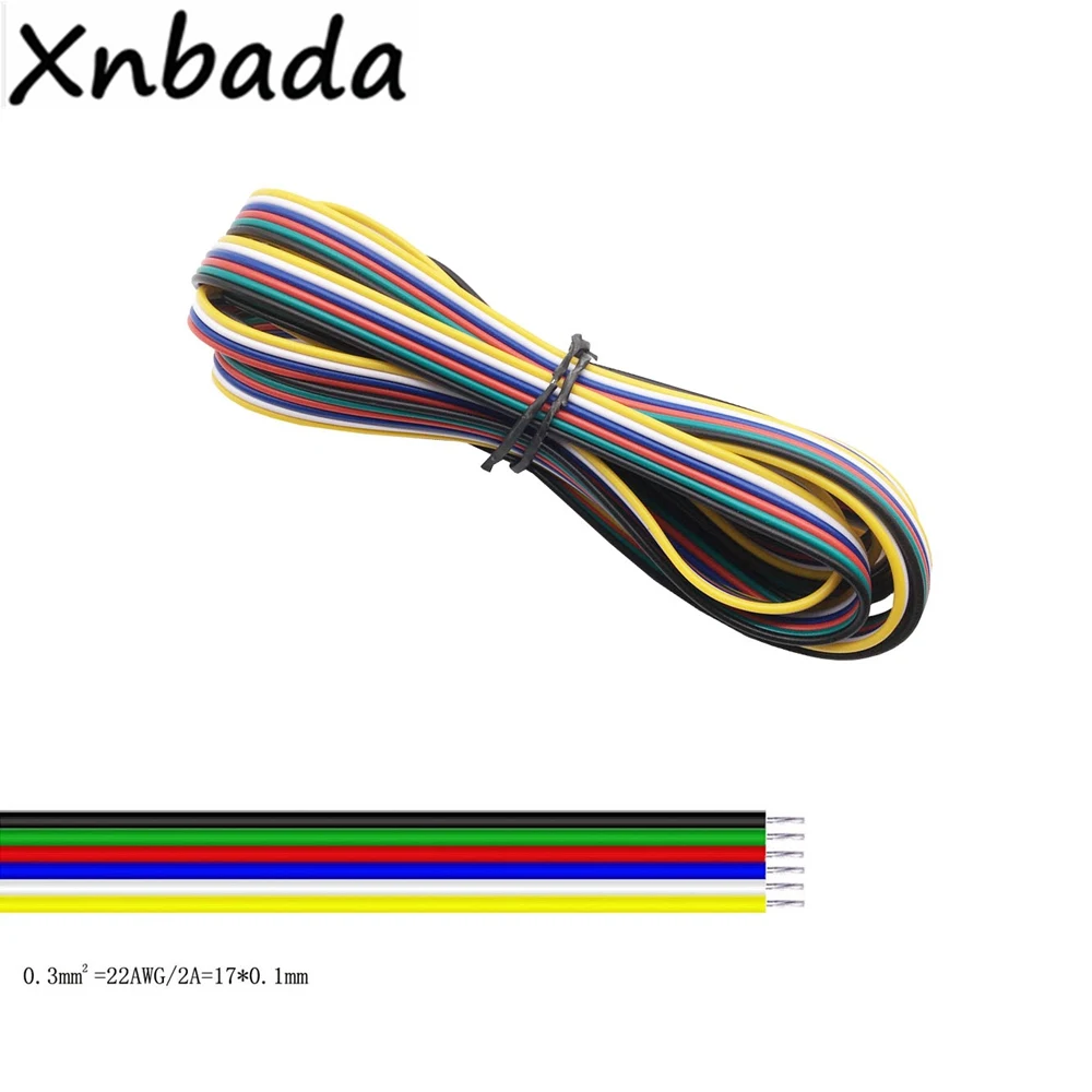 2pin/3pin/4pin/5pin/6pin 22AWG светодиодный кабель для WS2812B WS2811 5050 2835 5730 светодиодный светильник 1 м/5 м/10 м/20 м/50 м/100 м