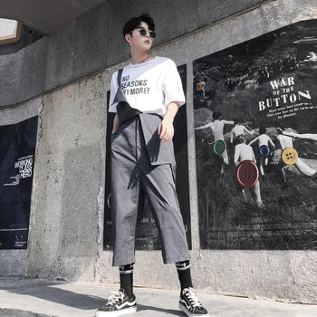 

Fashion Holes Casual pants overalls New men's casual bib pants Two wear jeans men