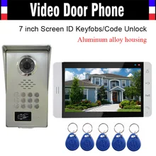 7 inch Monitor Aluminum Alloy Shell Camera RFID Keyfob Password Unlock Video Door Phone Intercom Door bell Doorphone Waterproof