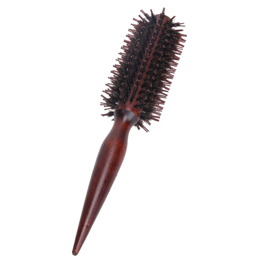 Portable Hair Brush Comb Round Anti static Curly Brush Natural Bristle