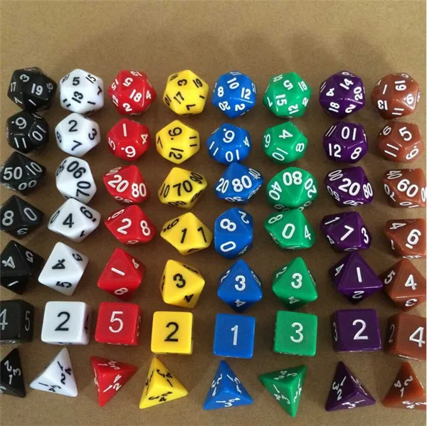100 sets Multi Sides Dice Pop for Game Gaming (7pcs/Set)in Dice from