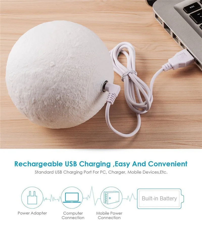 USB 3D Printing Moon Lamp Lunar USB Night Light