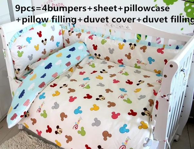 6 7 9pcs Mickey Mouse Cot Baby Bedding Kit 6 7 9pcs Mickey Mouse Cot Baby Bedding Kit Set