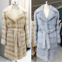 Genuine mink fur coat,coat fur of yellow 100cm,turn-down collar,mink fur coats natural china,real fur