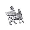 Assyrian lamassu A edu Human-headed winged bull Mens Womens Stainless Steel Pendant Necklace Chain Elfasio Jewelry 4