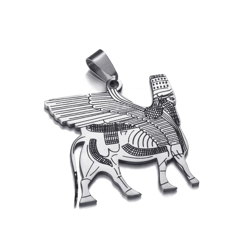 Мужская и женская цепочка с кулоном из нержавеющей стали assrian lamassu A edu Крылатый