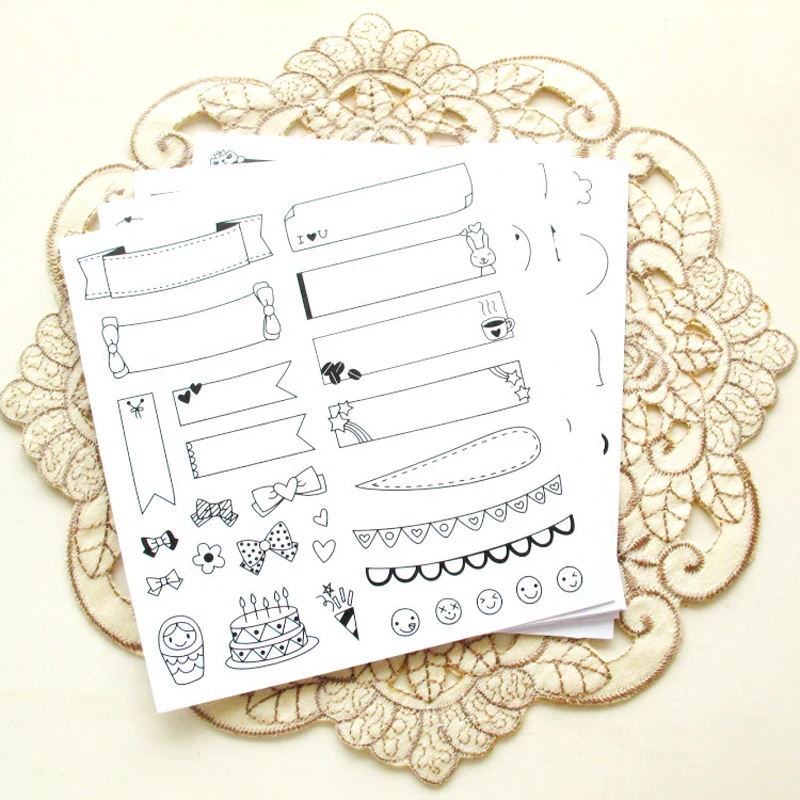 

6 Sheets/set DIY Cute Calendar Paper Stickers for Scrapbook Bullet Journal Sticker Flakes Planner Sticky Notes Diary Decorative