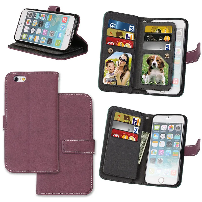 For Apple iPhone 6 Case Luxury leather Flip cover sFor iPhone 6S Multifunction Nine cards Wallet Protective phone bag for iphone6 case cover33