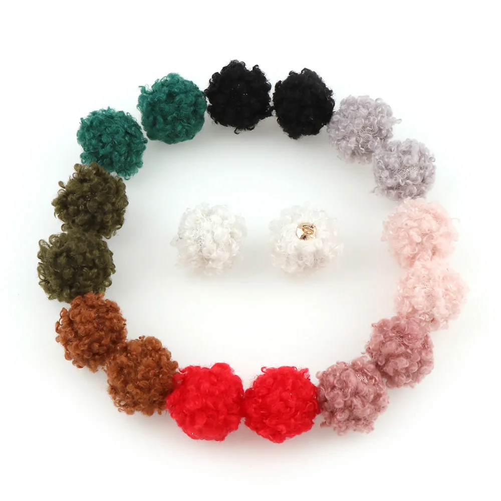

20PC 18mm Colorful Soft Curl Ball Fashion Charms Pendant Finding For HairJewelry DIY Accessories Earring Charms