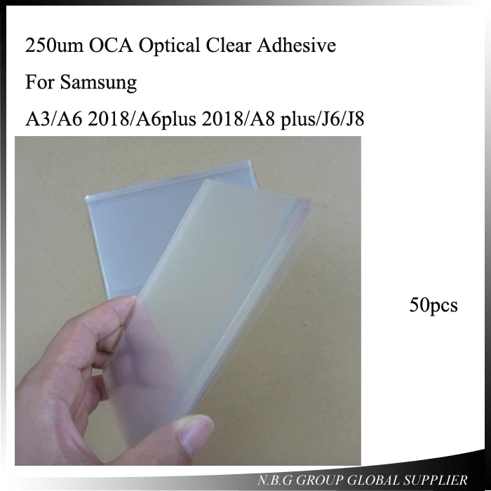 

50pcs/lot 250um OCA Optical Clear Adhesive for Samsung A3/A6 2018/A6plus 2018/A8 plus/J6/J8 OCA Glue Touch Glass Lens Film