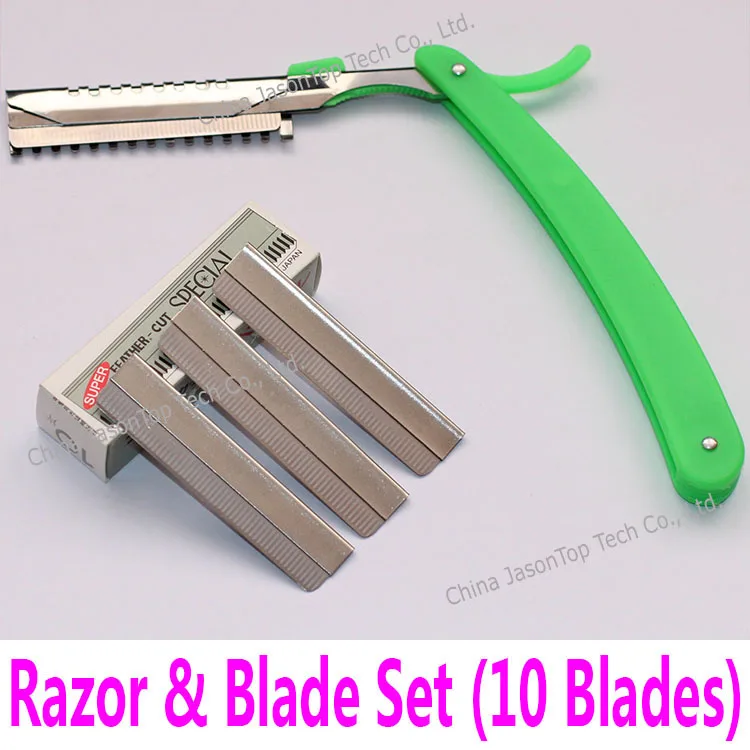 

Safety Razor Frame with 10 Blades Moustache Beard Body Hair Removal Straight Razor Shaver Epilator Trimmer Barbeador Barber Tool