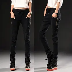 Корейской версии приток весной и зимой женщины с эластичной талией больших размеров Харлан ноги джинсы свернуть