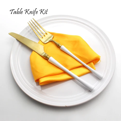 2pcs Table Knife Kit Нержавеющая сталь Матовый набор золотых столовых приборов посуда столовая вилка и нож западные Продукты Инструменты кухонные аксессуары - Цвет: 2pcs Table Knife Kit