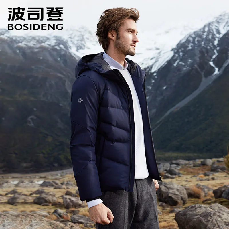 

BOSIDENG winter down jackets for men down coat new outwear hooded hat short basic top high quality solid color B80131107