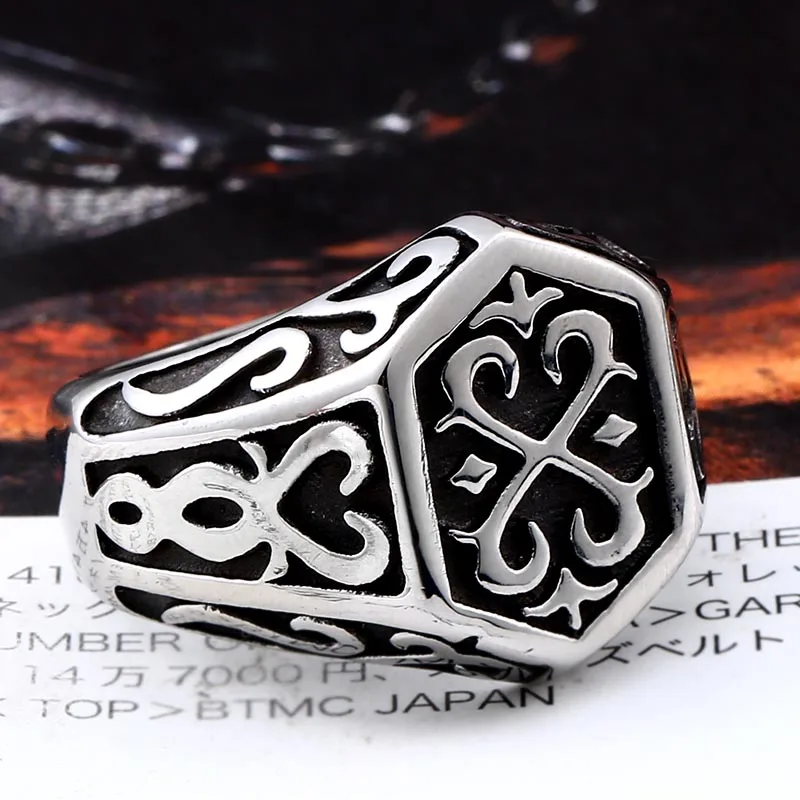 Beier 316L Stainless Steel Viking Men Ring Knot Rune Norse Jewelry Gothic Pattern Ring LLBR8-215R US Size