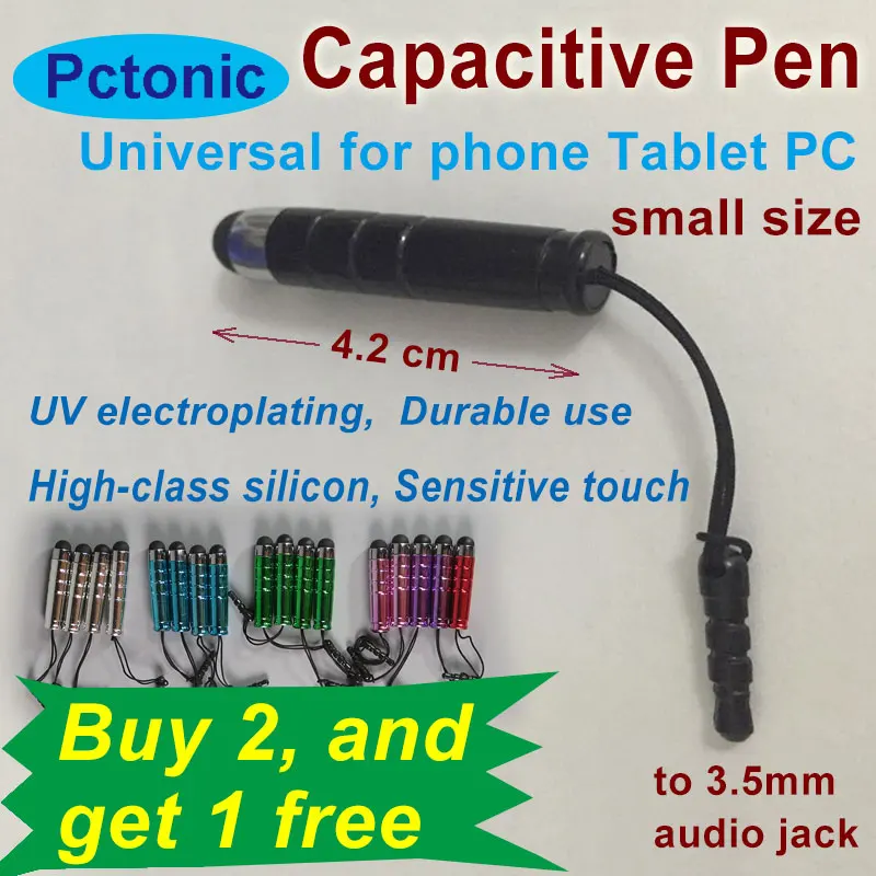 

PCTONIC Mini Capacitive Screen Touch Pen Stylus with earphone plug PDA silicon pencil bullet like for smart phone iphone samsung