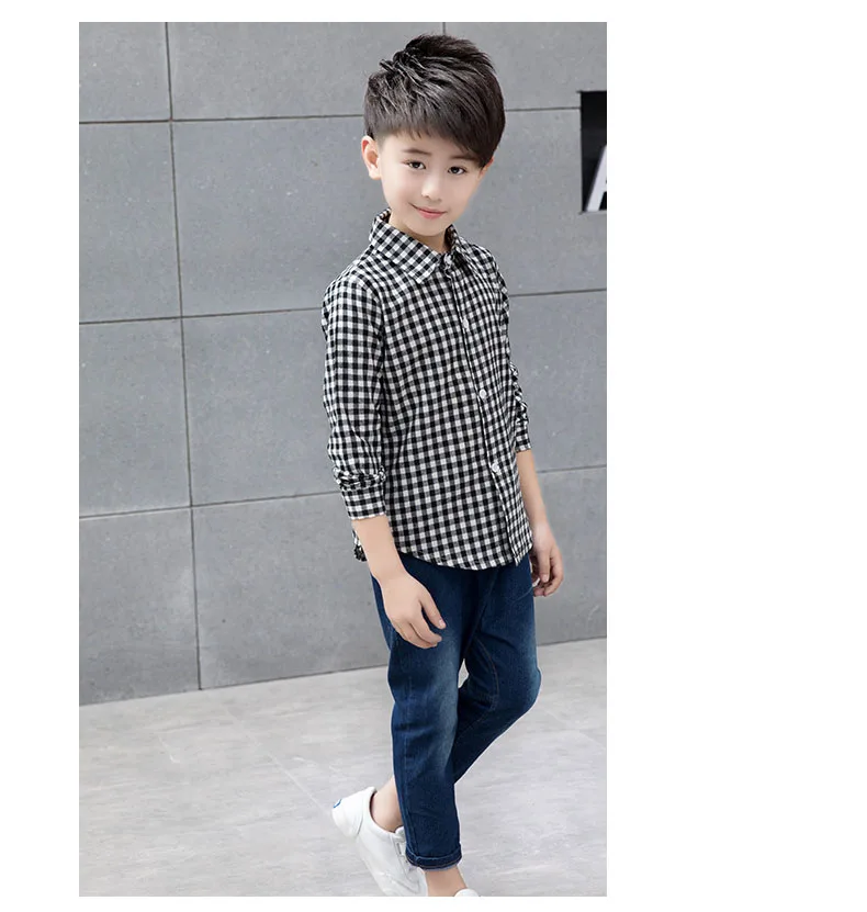 summer 2018 children's clothes boys plaid shirts long sleeve tops for teenage boy cotton shirts kids causal school tops clothing (14)