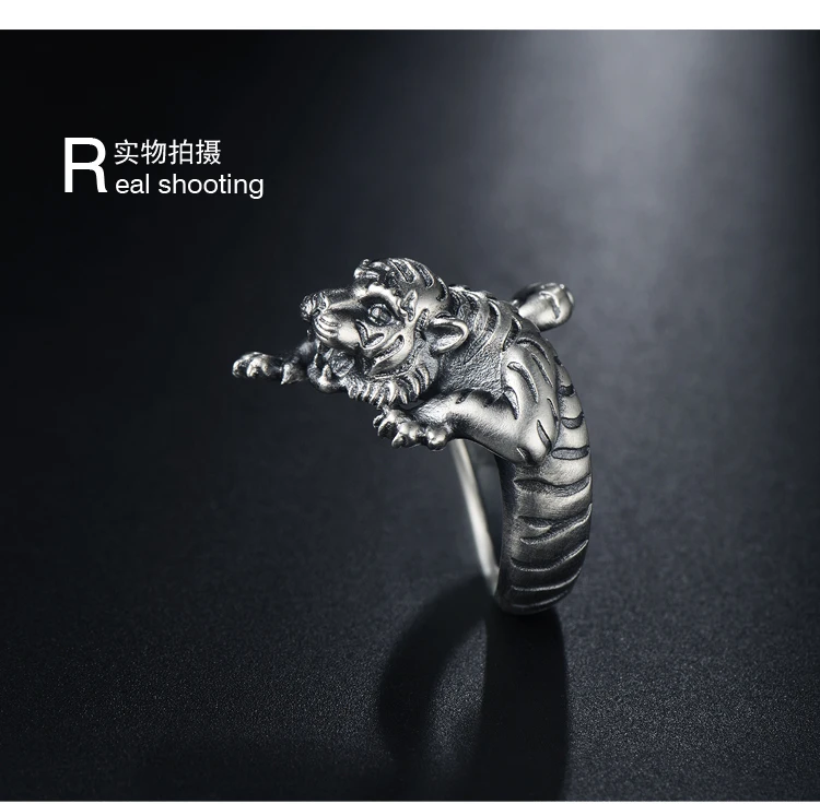 Серебряное восстанавливающее древние пути воздушный Тигр зодиакальное кольцо 999 тонкое серебряное индивидуальное властное мужское денежное мужское серебряное кольцо