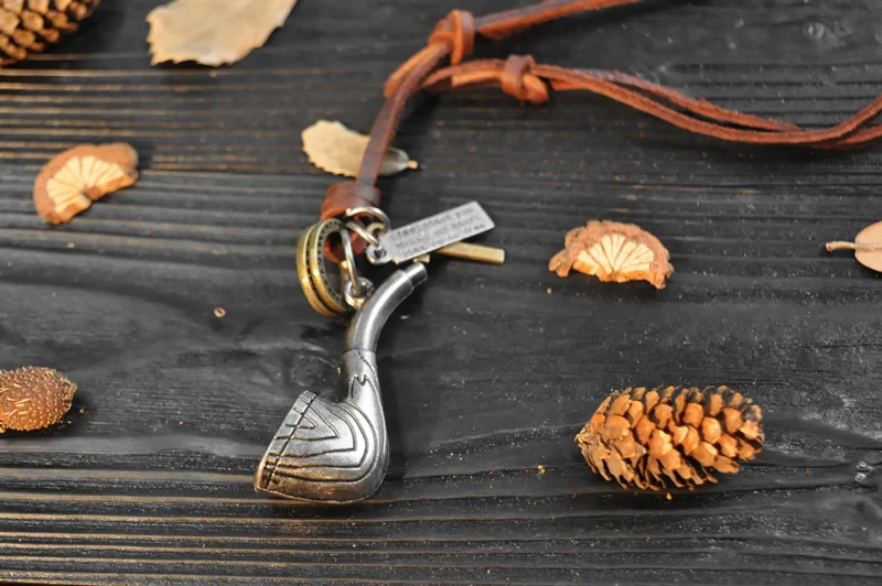 NIUYITID Pipe Pendant Necklace Men Jewelry Fashion Punk Genuine Leather Rope Chain Metal Zinc Alloy Drop Shipping (4)