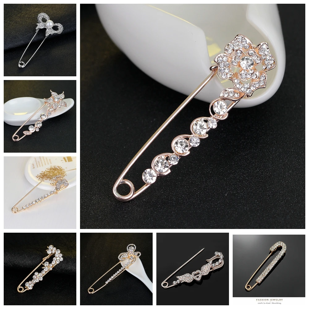 

Big Size Cupid Arrow Heart Bee Metal Pin Set for Shirt Veil Scarf Rose Flower Bear Angel Wing Pearl Bow Star Fish Brooch Women