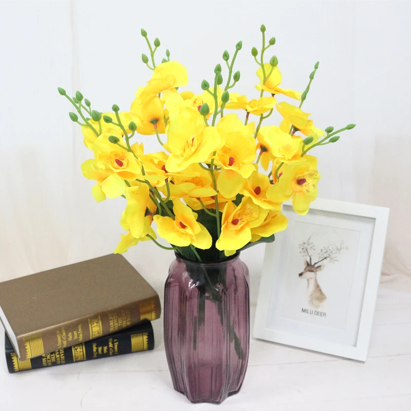 JAROWN Artificial 5 Branch Phalaenopsis Simulation Silk Orchid Fake Flowers Wedding Decorations Home Office Desktop Decor (14)