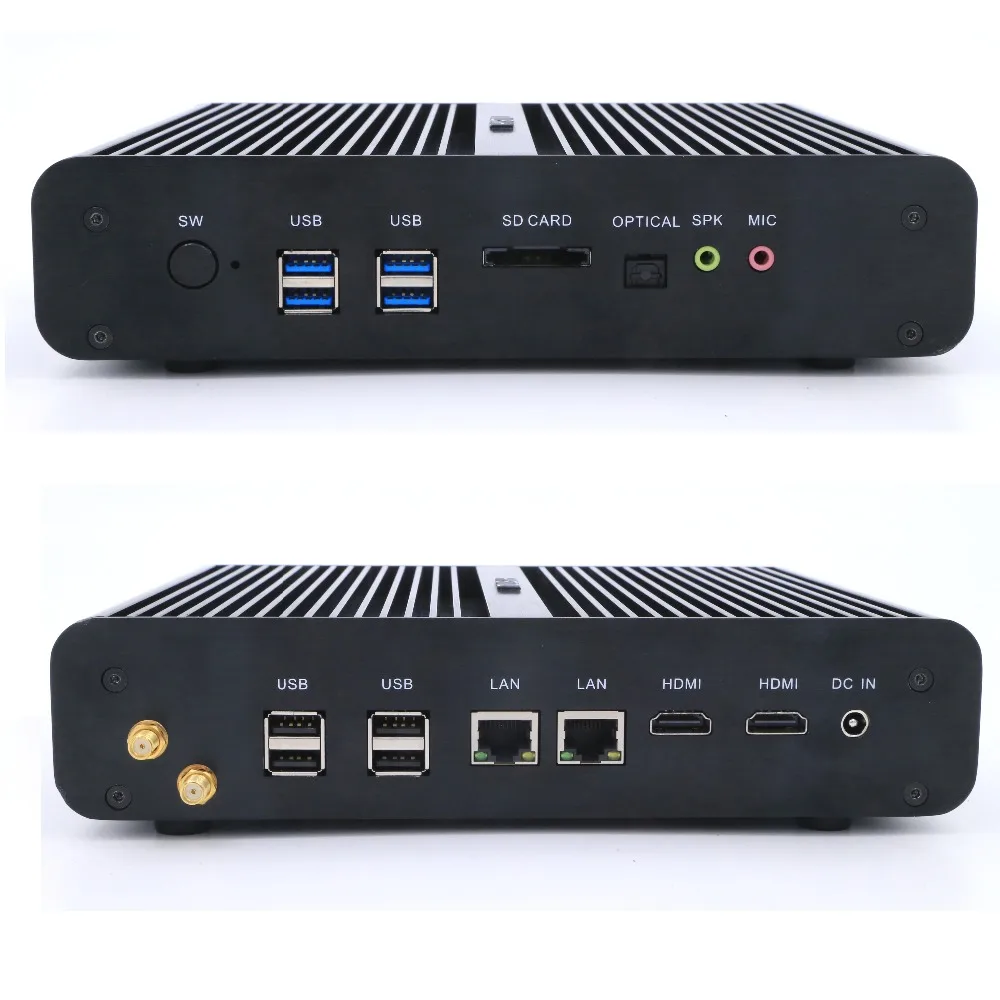 2 COM Win10 Core i5 i3 промышленный ПК Двойной Intel NUC без вентилятора minipc core i7 7660U графика 640 игровой компьютер HDMI DP HD 4K HTPC