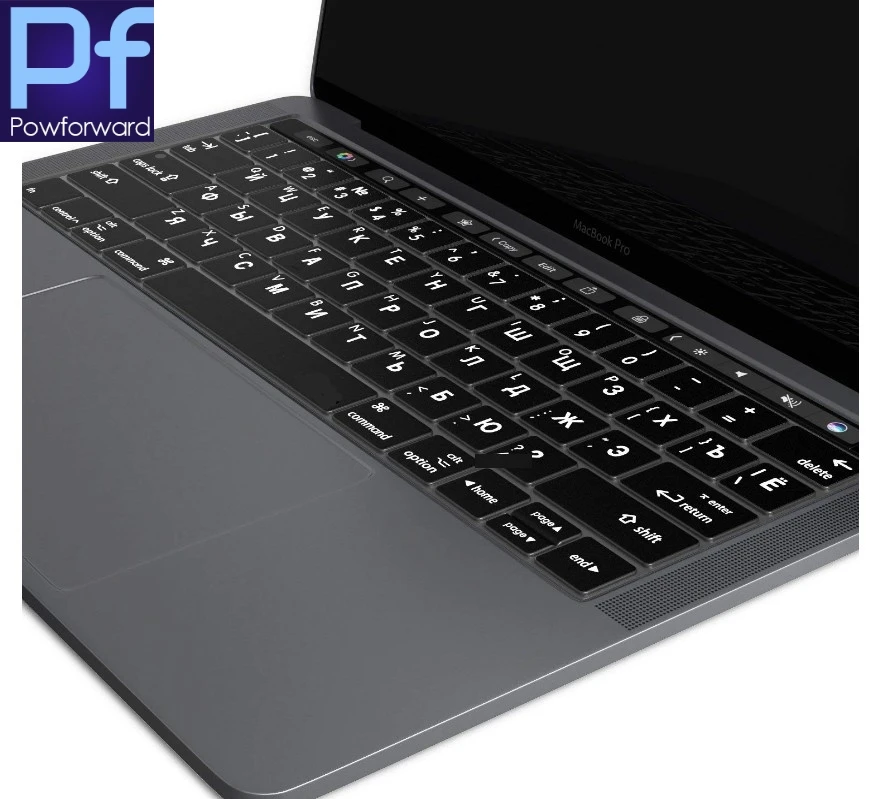 

Russian US Keyboard Cover for MacBook Pro with Touch Bar 13" or 15" A1989 A1990 & A1706 A1707 2018 2017 2016 Silicone Skin