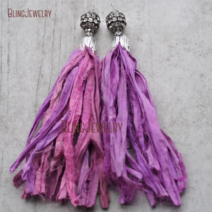 20171213-PM8963- Cerise Pink Sari Silk Tassel Pendant Antique Silver_7