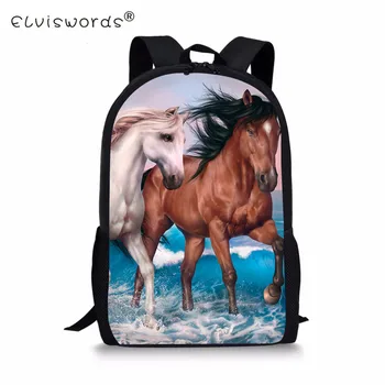 

ELVISWORDS Fantasy Horse School Backpack Prints Children School Bags for teenagers Boys and Girls Backpacks Mochila Infantil