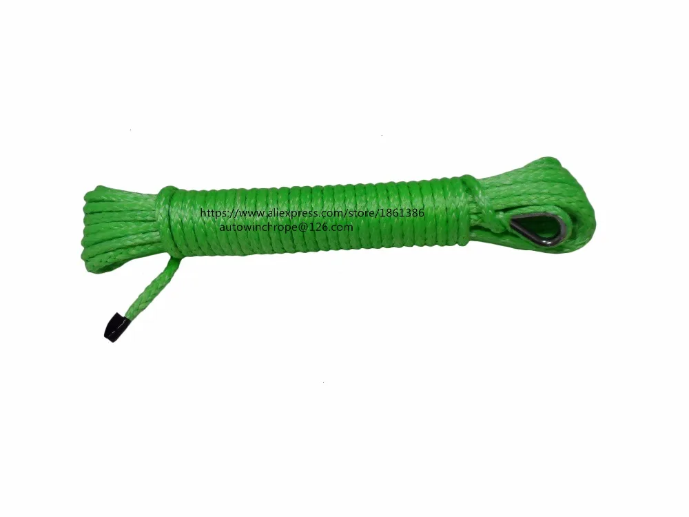 

Green 4mm*15m ATV Winch Line,Synthetic Winch Rope,Off-road uhmwpe synthetic towing winch rope with thimble