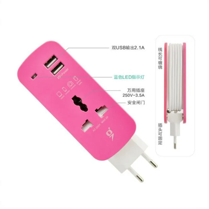 Мощность полосы ЕС Plug Мощность расширение Универсальный адаптер для путешествий 1,5 м кабель Портативный USB смартфон зарядное устройство для планшетных ПК концентратор для настольного компьютера