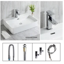Ceramic Basin Bathroom Sinks Countertop Sinks Rectangular Modern Simplicity Artistic White Square Basin Bowl Washbasin Household kemaidi new arrival bathroom faucet round paint golden bowl sinks vessel basins washbasin ceramic basin sink