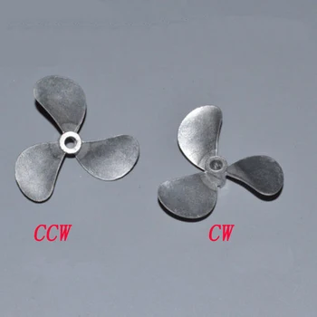 

1Pair 3 Blades Propeller Fishing Bait Boat Metal Paddle Aperture 4mm OD 44mm CW/CCW Powerful Thrust Prop for RC Yacht Boat Model
