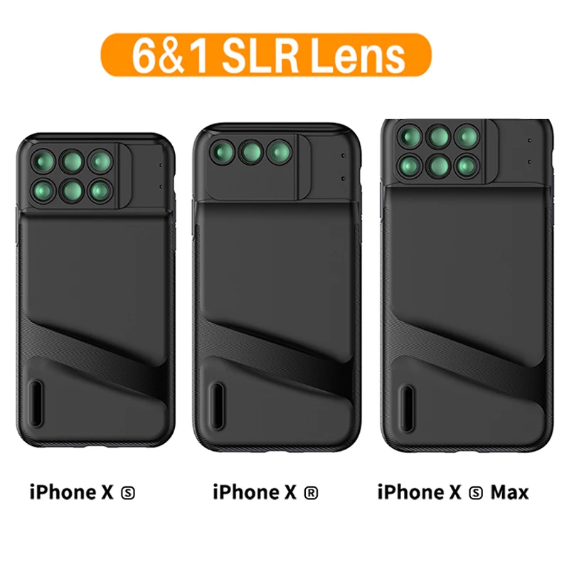 

6 in1 Professional Smartphone Camera Lens Kit Wide-angle Macro Telephoto Lenses+Phone Case Cover for iPhone XS iPhone XR XS Max